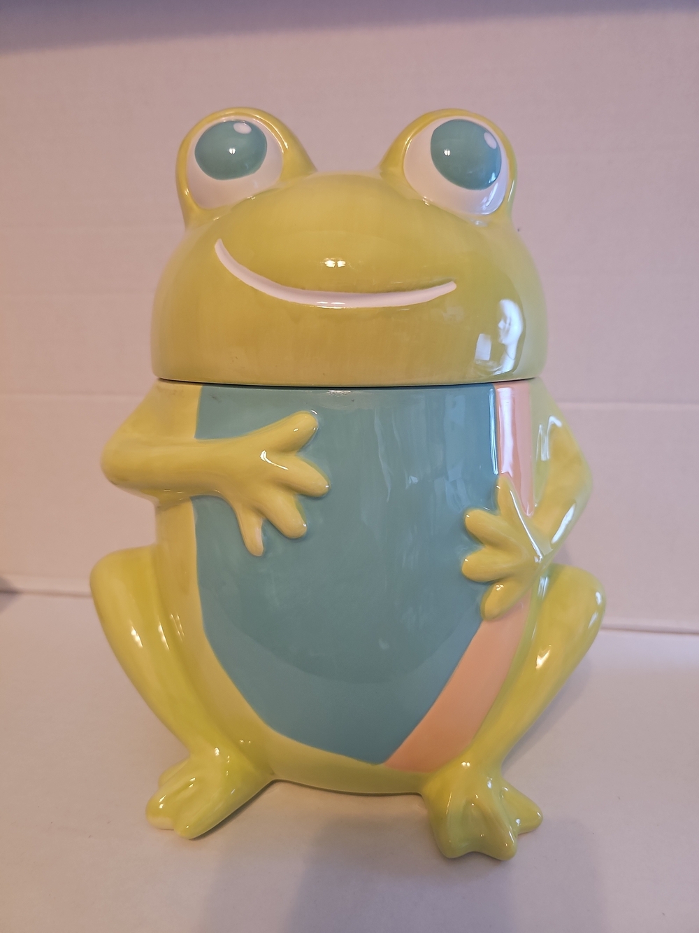 Light Green Blue Frog Cookie Jar- 2009 Target Home 11"